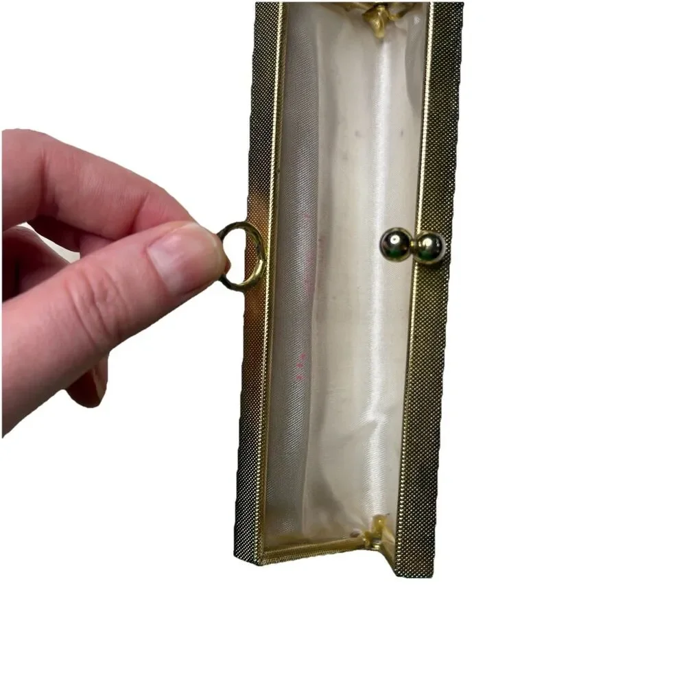 Vintage Original 50s Women's White Gold Purse Evening Wallet Clutch Cocktail